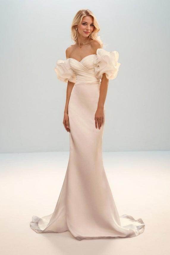 Mermaid Sweep-Brush Train Organza Wedding Dress CW3458 - COCOMELODY